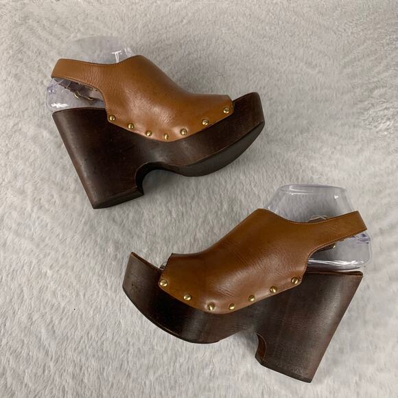 KORS Michael Kors Women's Leather Wedge Sandals Size 7.5 - Picture 5 of 10